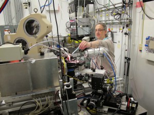 Monica Tischler, Ph.D., professor of Biology at Benedictine University, discusses the alignment of a sample during research using the Advanced Photon...